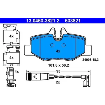 Brzdová destička Sada brzdových destiček, kotoučová brzda ATE 13.0460-3821.2