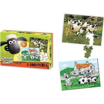 Hračka pro nejmenší Ovečka Shaun Shaun the Sheep - Oboustranné puzzle s pastelkami 50 ks