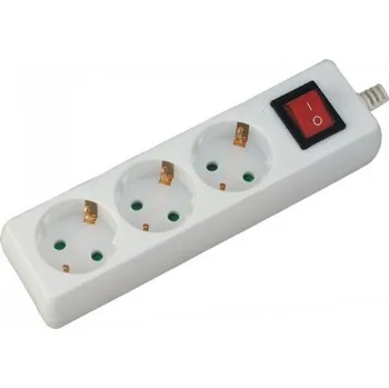 Napájecí kabel Prodlužovací kabel, 3 zásuvky, vypínač, 1,5m, 16A, 3G1.5mm2, bílý
