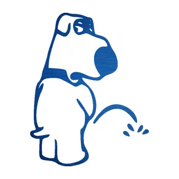 Samolepicí dekorace na vozidlo Pes čůrá 002 pravá (65 - škrábaný kov modrý) SAMOLEPKA NA AUTO, NÁLEPKA, FÓLIE, POLEP, TUNING, VLASTNÍ TEXT, TISK, AUTOSAMOLEPKY.cz, POLEPY, OBRÁZEK, LOGO, 3D STICKERS