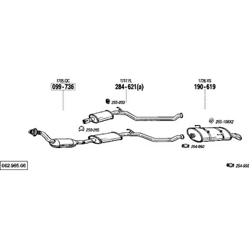 Zadní díl výfuku zadní tlumič výfuku Polmostrow 190619P, náhrada za Bosal 190-619