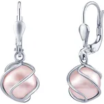 SILVEGO stříbrné náušnice s růžovou Swarovski® Perlou SILVEGOB31644SWP