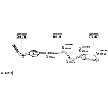 Zadní díl výfuku zadní tlumič výfuku Polmostrow 279537P, náhrada za Bosal 279-537