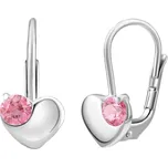 Stříbrné náušnice srdce s růžovým Swarovski Zirconia SILVEGO70462P