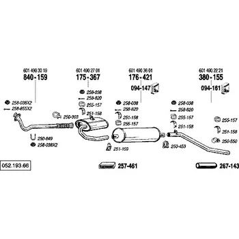 Tlumič výfuku přední tlumič výfuku Polmostrow 175367P, náhrada za Bosal 175-367