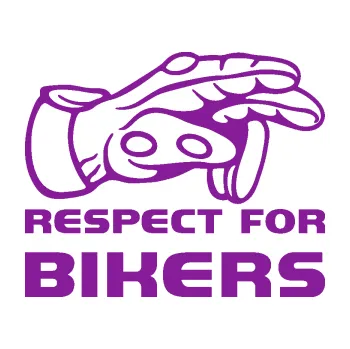 Polep vozidla SAMOLEPKA Motorkář 014 pravá respect for bikers (14 - fialová) NA AUTO, NÁLEPKA, FÓLIE, POLEP, TUNING, VLASTNÍ TEXT, TISK, AUTOSAMOLEPKY.cz, POLEPY, OBRÁZEK, LOGO, SAMOLEPKY