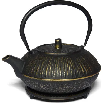 Konvice na čaj Čajová zahrada Japonská litinová konvice Dalian zlatá 1000ml s podložkou