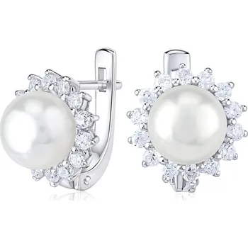 Náušnice Stříbrné náušnice s přírodní bílou perlou LPS0156E