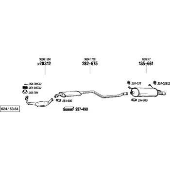 Výfukový systém střední tlumič výfuku Polmostrow 282675P, náhrada za Bosal 282-675