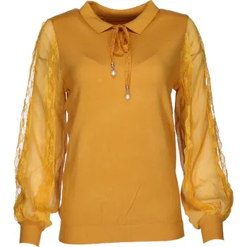 Dámský svetr W9119 svetřík barva: žlutá okr., velikost: L/XL