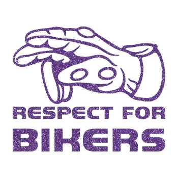 Polep vozidla SAMOLEPKA Motorkář 014 levá respect for bikers (87 - Ultra Metalic fialová) NA AUTO, NÁLEPKA, FÓLIE, POLEP, TUNING, VLASTNÍ TEXT, TISK, AUTOSAMOLEPKY.cz, POLEPY, OBRÁZEK, LOGO, SAMOLEPKY