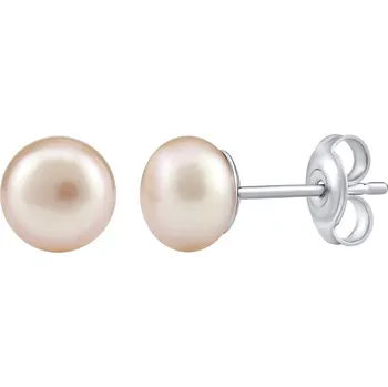 Náušnice Stříbrné náušnice s růžovou přírodní perlou 6,5-7 mm GRP07P
