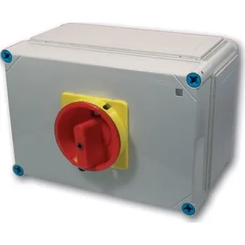 vypínač Vačkový spínač v krytu IP54, uzamykatelný 160A, 0-1, 3P, červeno-žlutá páčka