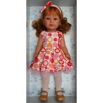 Panenka Realistická panenka Coral v růžovobílých šatech bez rukávů od firmy Vestida de Azul (Coral - 45 cm)