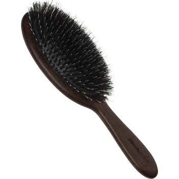 kartáč na vlasy Jäneke Kartáč Janeke Wood Bubinga dřevo plochý ovál, přírodní štětiny +nylonové ostny