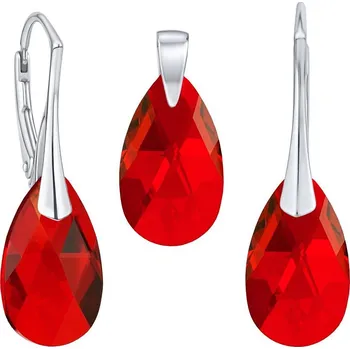 Souprava šperků Stříbrný set se Swarovski® Crystals kapka červená LSW187s