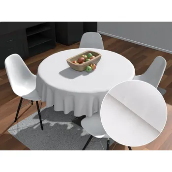 ubrus Damaškový kulatý ubrus DM-002 Bílý - proužky 6 a 24 mm Ø 100 cm