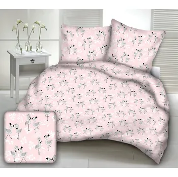 Bavlněná látka, metráž. Plameňáci na Růžovém