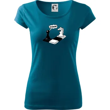 Dámské tričko Jdem hrát radši na schovku - Dámské triko Pure - M ( Petrolejová )