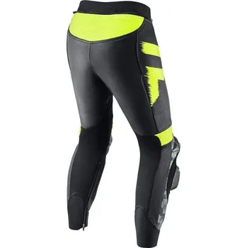 Moto kalhoty Rebelhorn REBEL černé fluo žluté kožené kalhoty na motorku 56