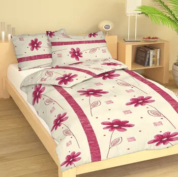 Povlečení Bavlněné povlečení Kopretiny růžové Uzávěr: Mandlovací knoflík