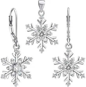 Souprava šperků Set stříbrných šperků - náušnice a přívěsek sněhová vločka JJJS0813C
