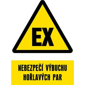 Značení Značka Nebezpečí výbuchu hořlavých par, samolepicí fólie, 210 × 297 mm