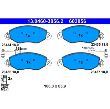 Brzdový systém Sada brzdových destiček, kotoučová brzda ATE 13.0460-3856.2