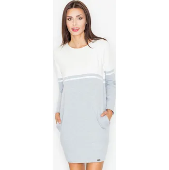 Dámské šaty Dámské šedo-smetanové šaty M510 grey ecru Velikost: 2XL