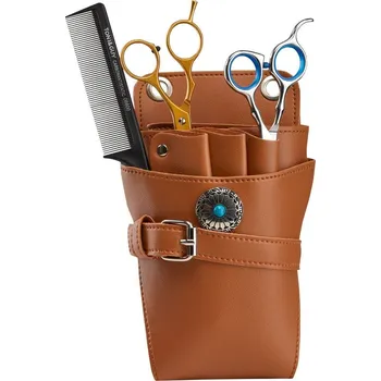 Kadeřnické nůžky Pouzdro na pásek na kadeřnické pomůcky T14 - hnědé