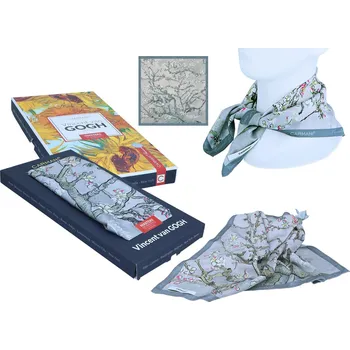 Šátek Carmani® Carmani - Šátek V. Van Gogh. Blooming almond v dárkovém balení - 50*50 cm