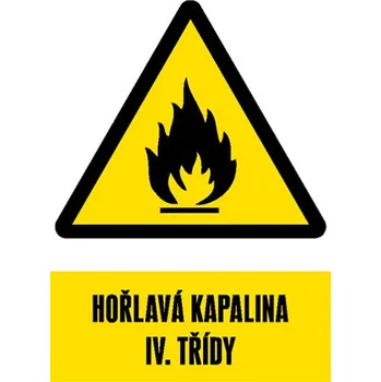 Značení Značka Hořlavá kapalina IV. třídy, samolepicí fólie, 210 × 297 mm