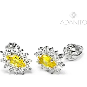 Náušnice Stříbrné náušnice se žlutým kamenem na šroubek