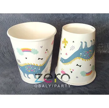 Jednorázové nádobí Pohárek (kelímek) nápojový papírový 0,25 l (8 ks) - dinosaurus