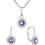 Sada šperků s krystaly Swarovski náušnice a přívěsek fialové kulaté 39109.3 tanzanite
