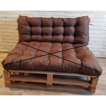 Podsedák Paletová prošívaná opěrka DARIO 120x40 cm, barva HNĚDÁ, MyBestHome