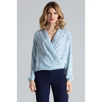 Dámská halenka Světle modrá přeložená halenka M371 Velikost: XL