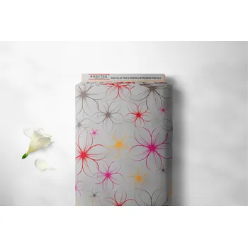 Orbytex Kočárkovina metráž šíře 160 cm, nepromokavá látka, vzor květ na světle šedé