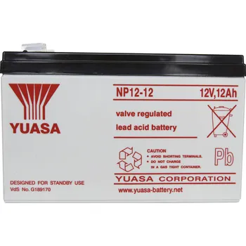 Yuasa NP12-12 NP1212 olověný akumulátor 12 V 12 Ah olověný se skelným rounem (š x v x h) 151 x 98 x 98 mm plochý konektor 6,35 mm bezúdržbové, VDS certifikace