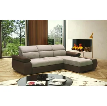 Sedací souprava Rozkládací rohová sedačka BONIE béžová / hnědá