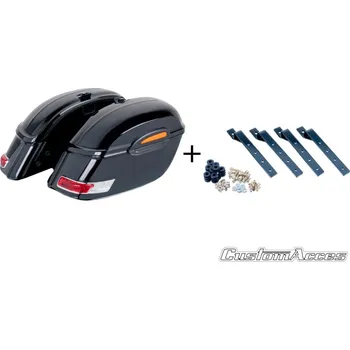Zavazadlo na motocykl Boční kufry CUSTOMACCES TOURING AMZ002N černý pár, s univerzální KF montáží