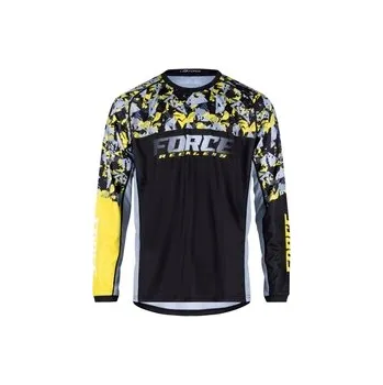 Cyklistické oblečení Force dres dlouhý rukáv Reckless černo-žluto-šedá, vel. XXL