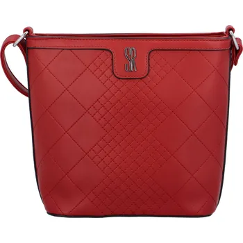 Kabelka Pevná a prošívaná dámská koženková crossbody Leonzio, červená