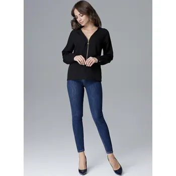 Dámská halenka Černá blůza se zipem L023 Velikost: XL