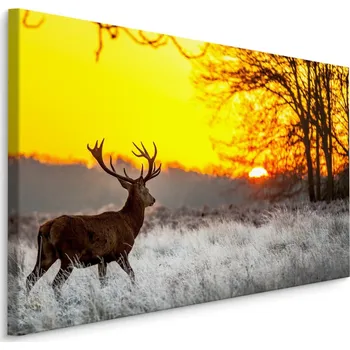 MyBestHome BOX Plátno Jelen Na Pozadí Vycházejícího Slunce Varianta: 40x30