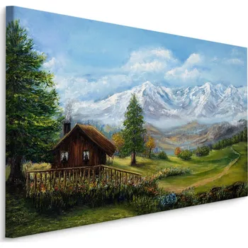 MyBestHome BOX Plátno Dům Na Pozadí Horské Krajiny Varianta: 40x30