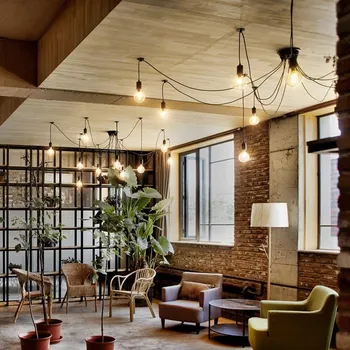 PAVOUK svítidlo s 8 rameny 200 cm a kovovými úchyty - osvětlete každý kout mísnosti, černé šroubky