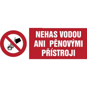 Kancelář Značka Nehas vodou ani pěnovými přístroji, samolepicí fólie, 210 × 74 mm