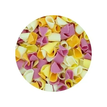 Jedlá dekorace na dort Čokoládové hoblinky/kudrny - Barevné / Párty mix 150 g