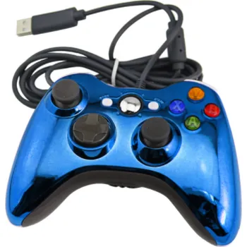 Herní konzole Xbox 360 kabelový ovladač chromovaný modrý limited